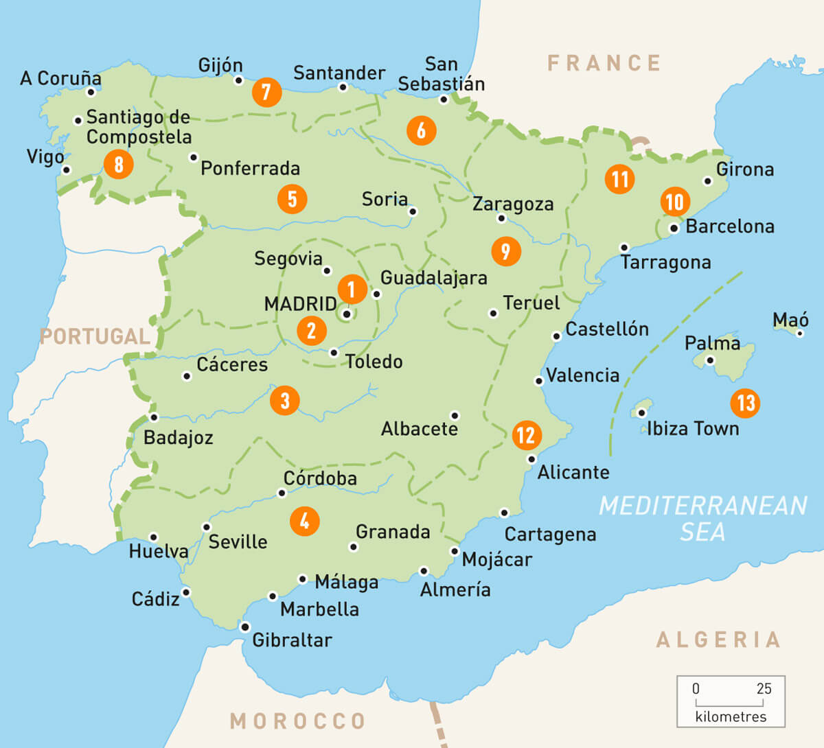 Harta Spaniei rute auto