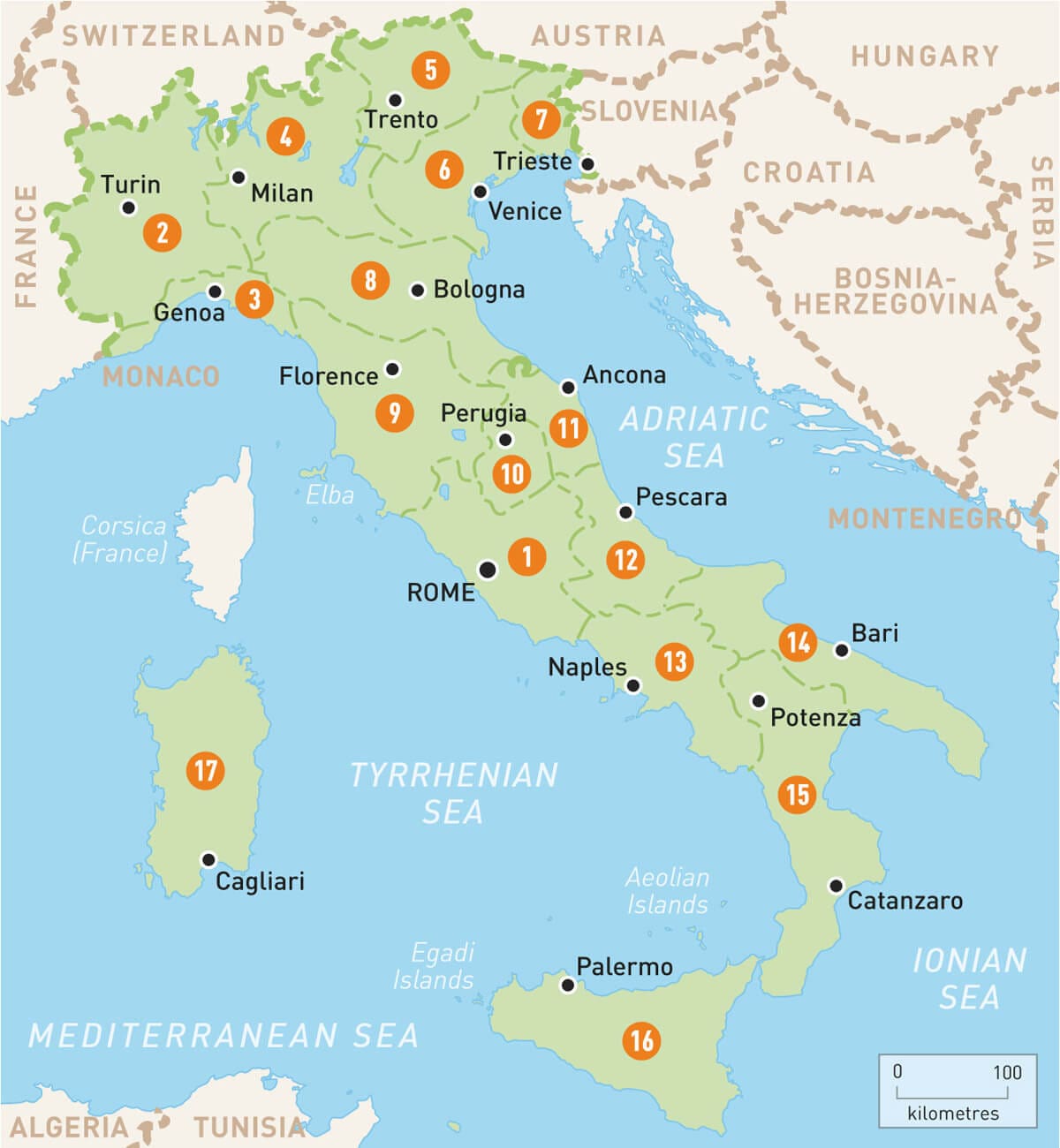 Harta Italiei orase